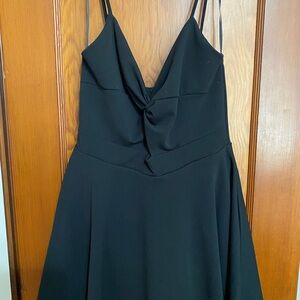 Windsor Black Strapless Knot-Front A-Line Dress